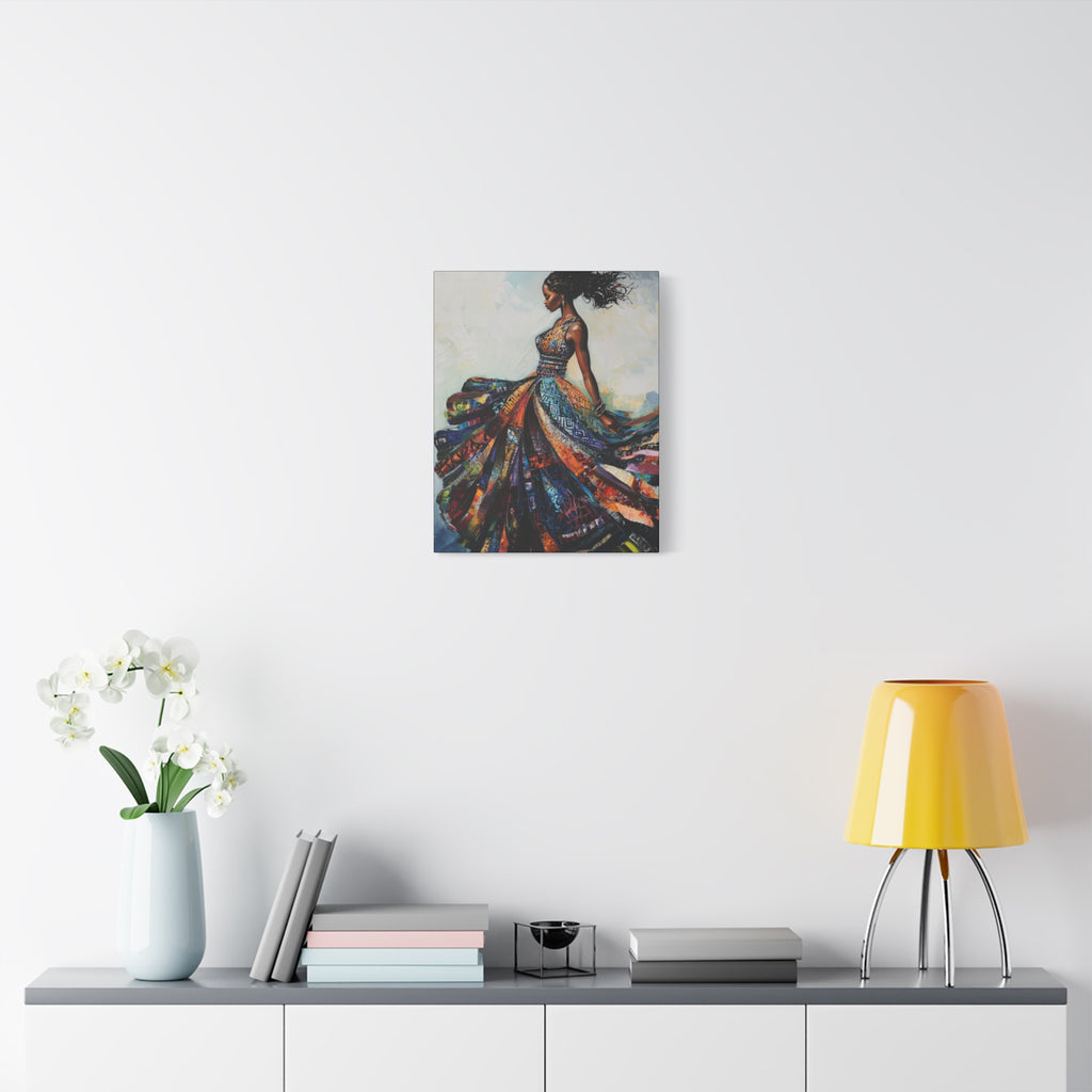 Colorful African Woman Dance Canvas Print — Stretched Matte Wall Art