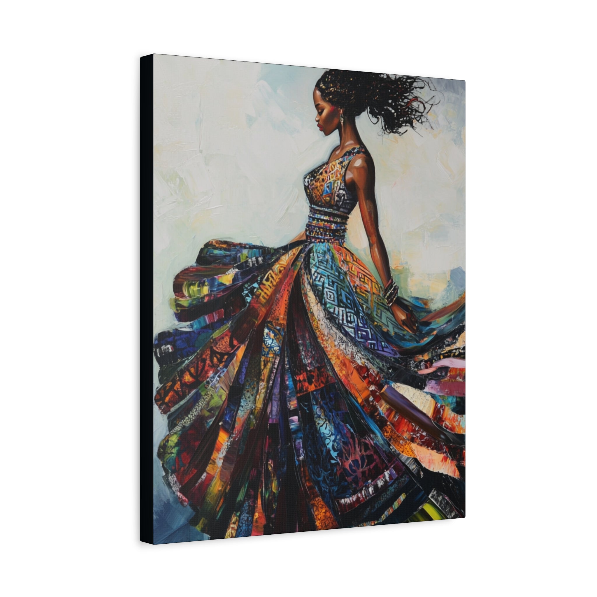 Colorful African Woman Dance Canvas Print — Stretched Matte Wall Art