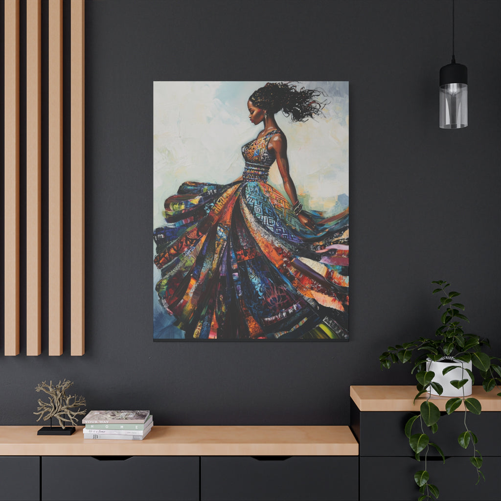 Colorful African Woman Dance Canvas Print — Stretched Matte Wall Art