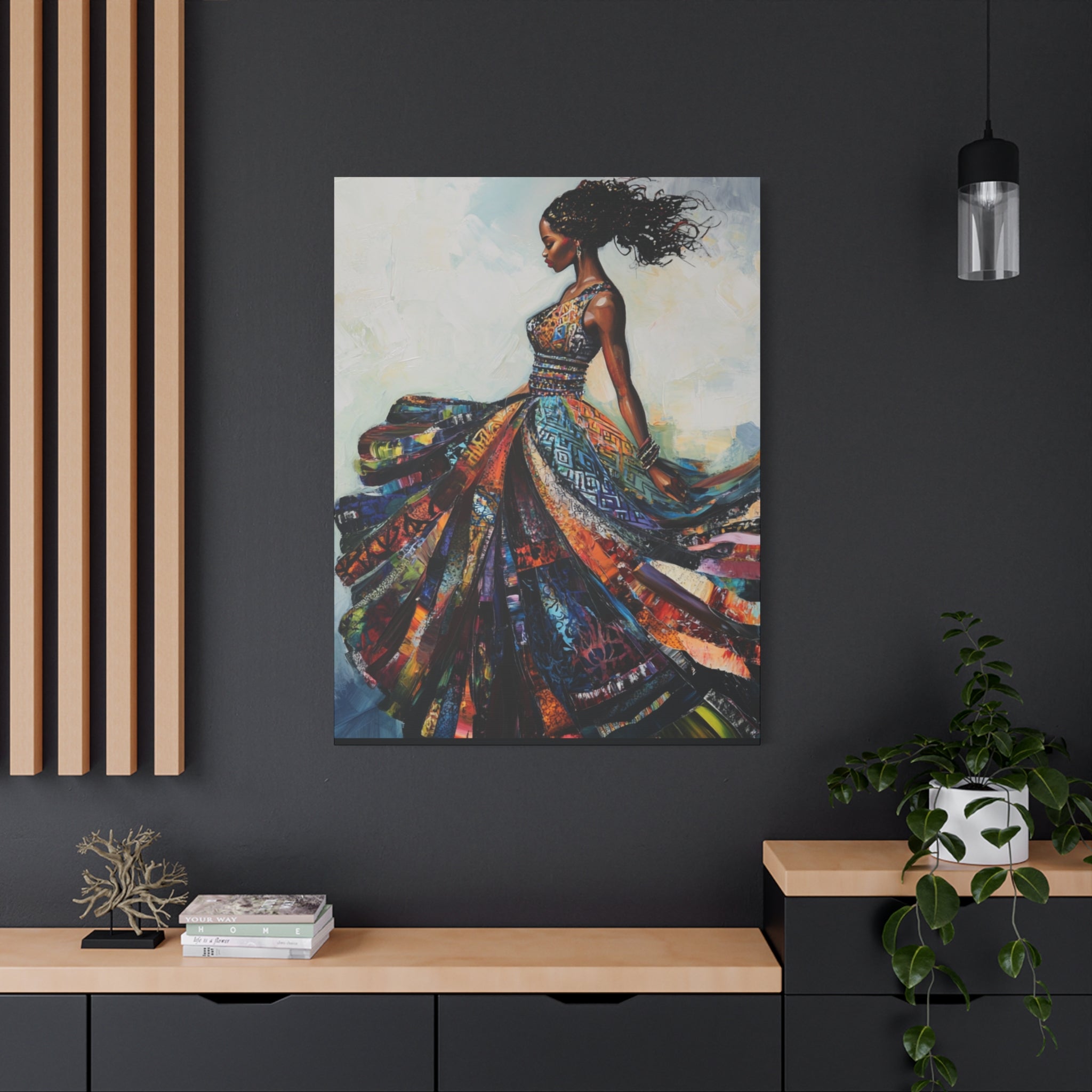 Colorful African Woman Dance Canvas Print — Stretched Matte Wall Art
