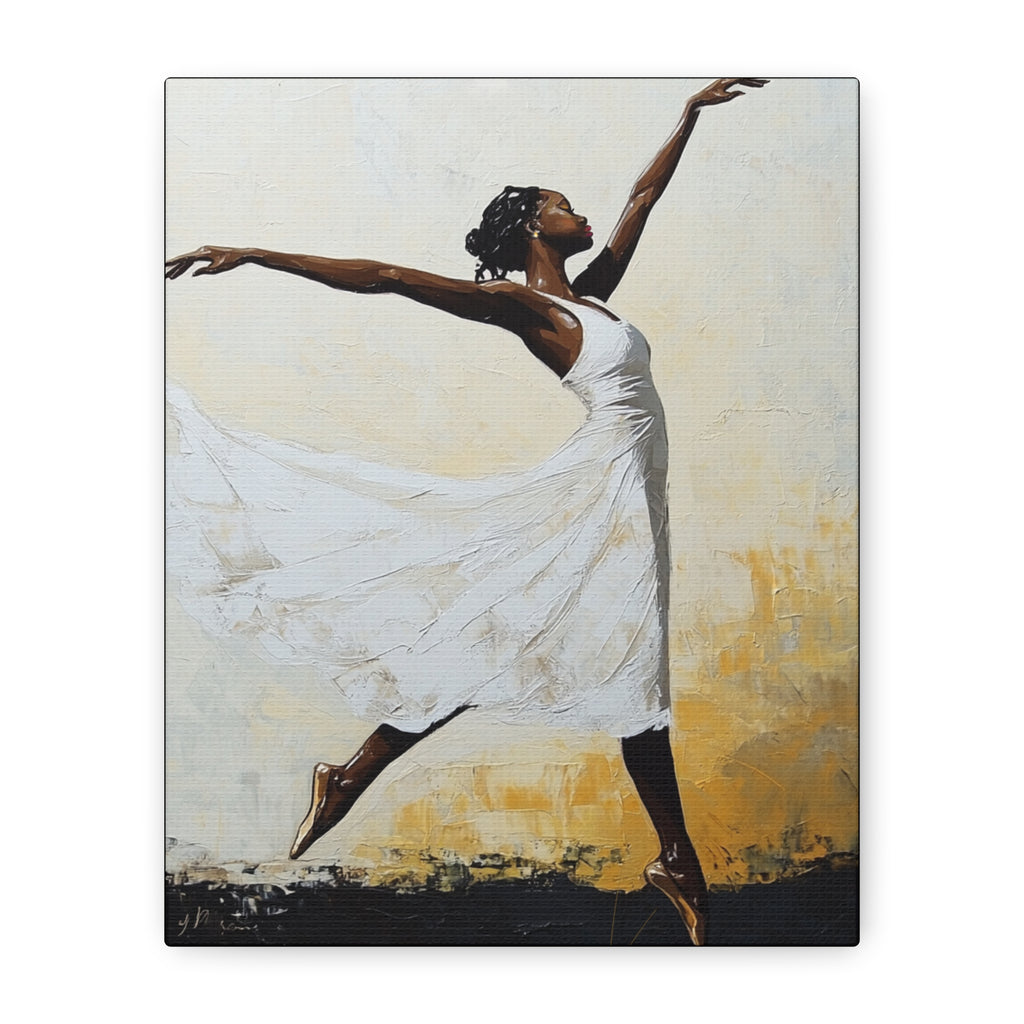 Leap of Faith, A Graceful Ballerina Dance Matte Canvas Print — Stretched 1.25"