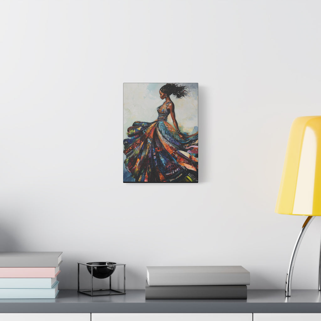 Colorful African Woman Dance Canvas Print — Stretched Matte Wall Art