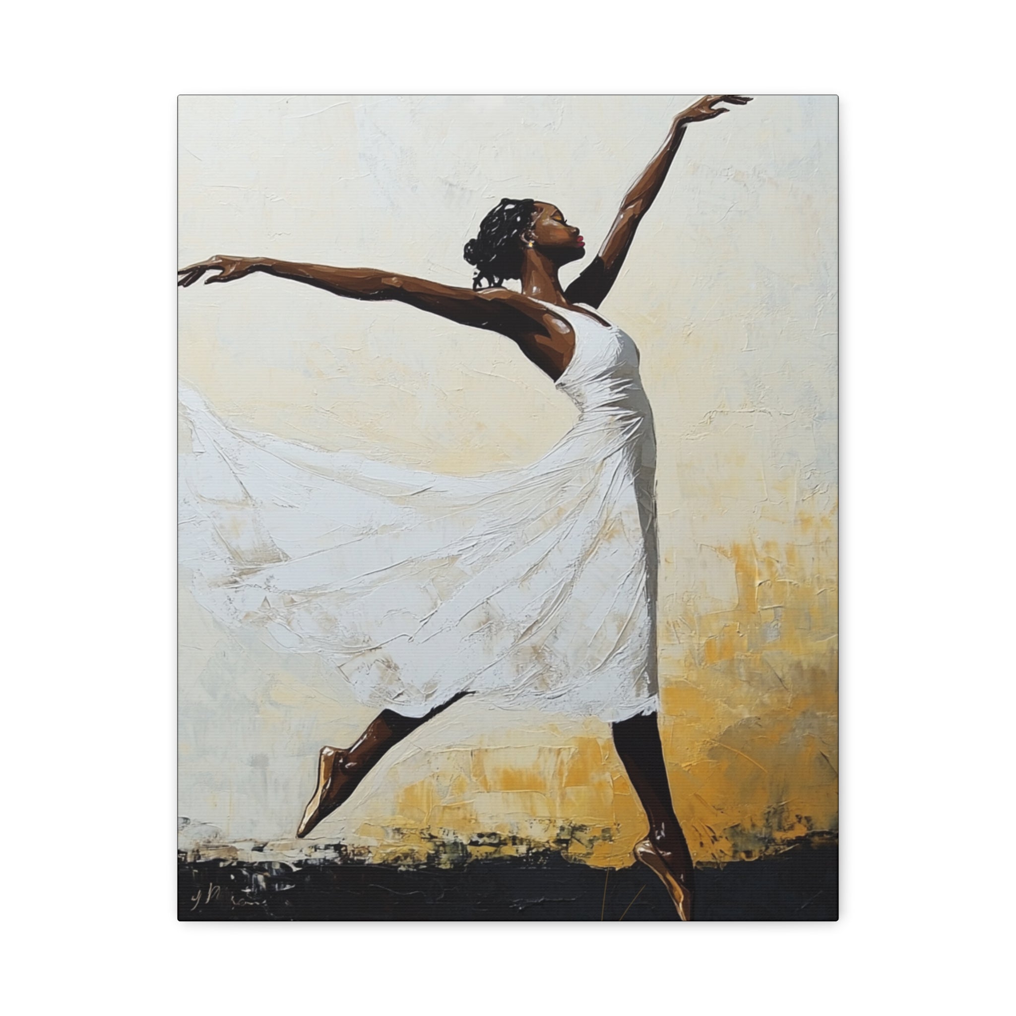 Leap of Faith, A Graceful Ballerina Dance Matte Canvas Print — Stretched 1.25"