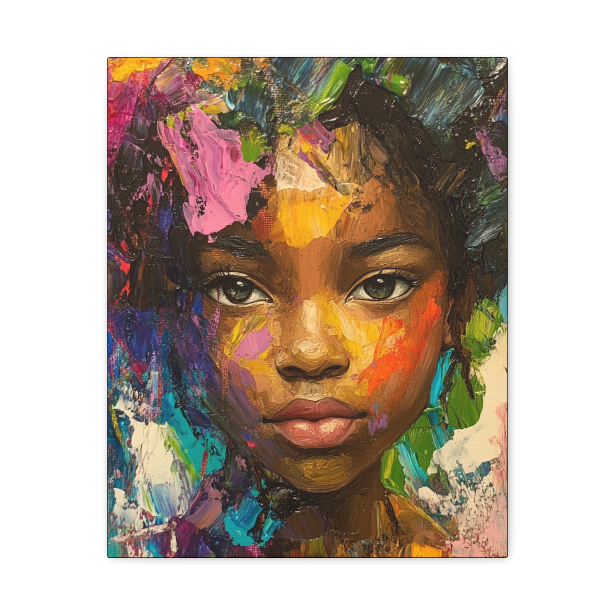 My Little Girl, is Beautiful Portrait Painting on Canvas Print — Vibrant Colors, Abstract Face Wall Art