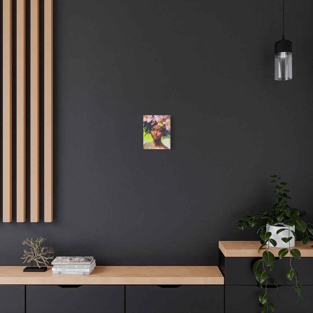 Black Girl Hair Garden, Portrait Painting on Matte Canvas, Wall Art