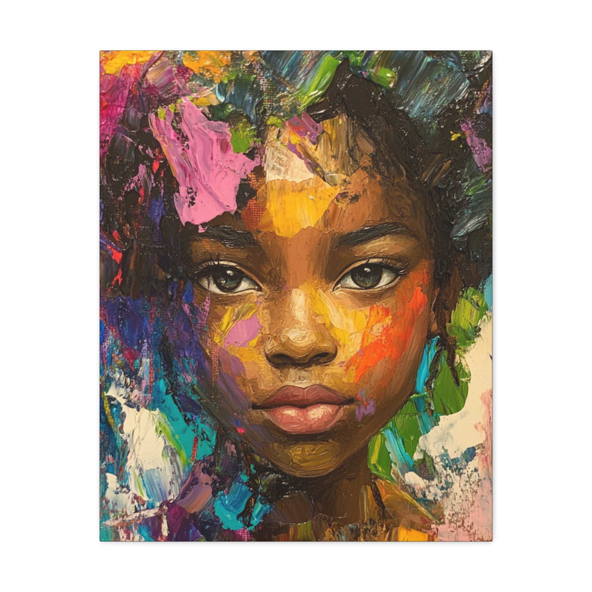My Little Girl, is Beautiful Portrait Painting on Canvas Print — Vibrant Colors, Abstract Face Wall Art