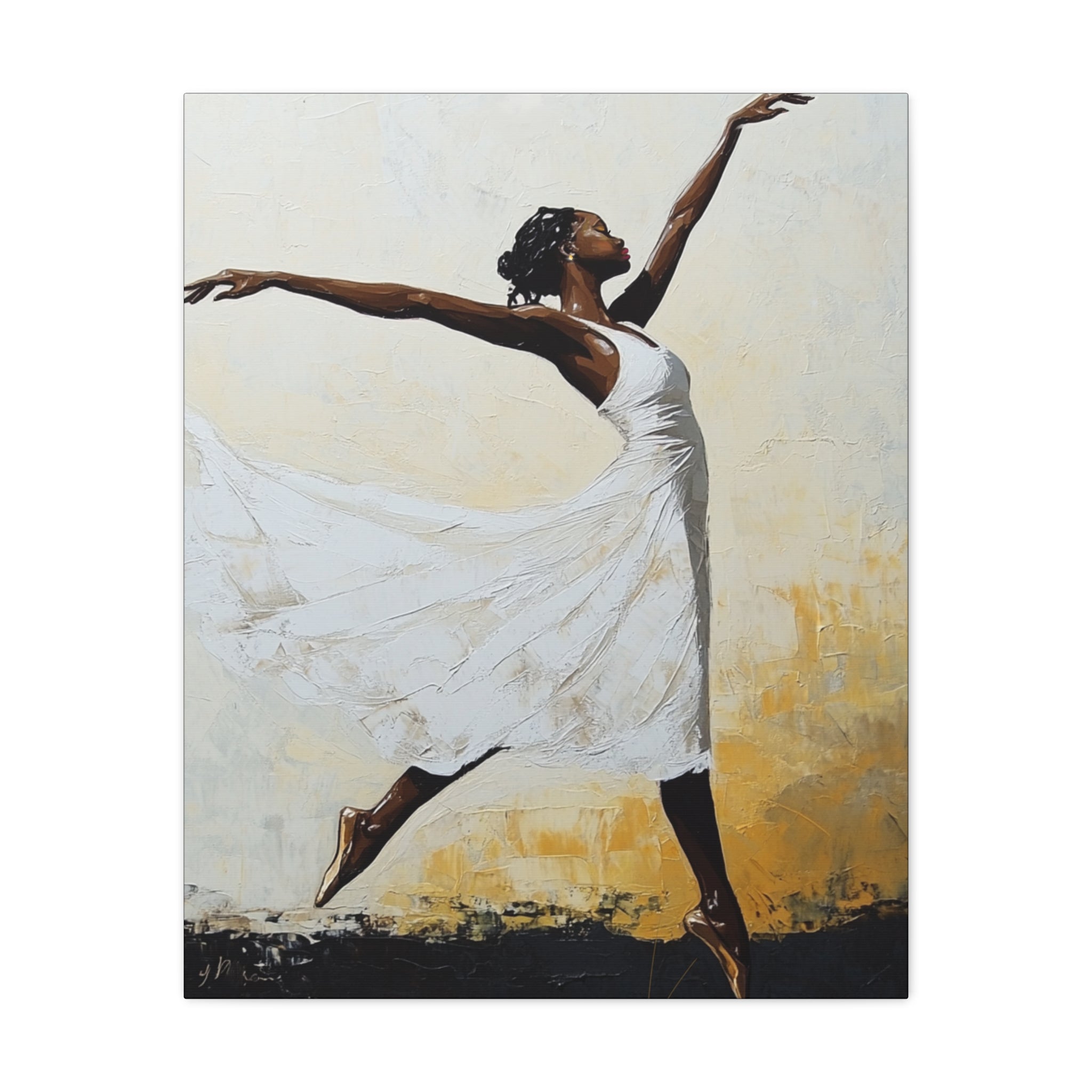 Leap of Faith, A Graceful Ballerina Dance Matte Canvas Print — Stretched 1.25"