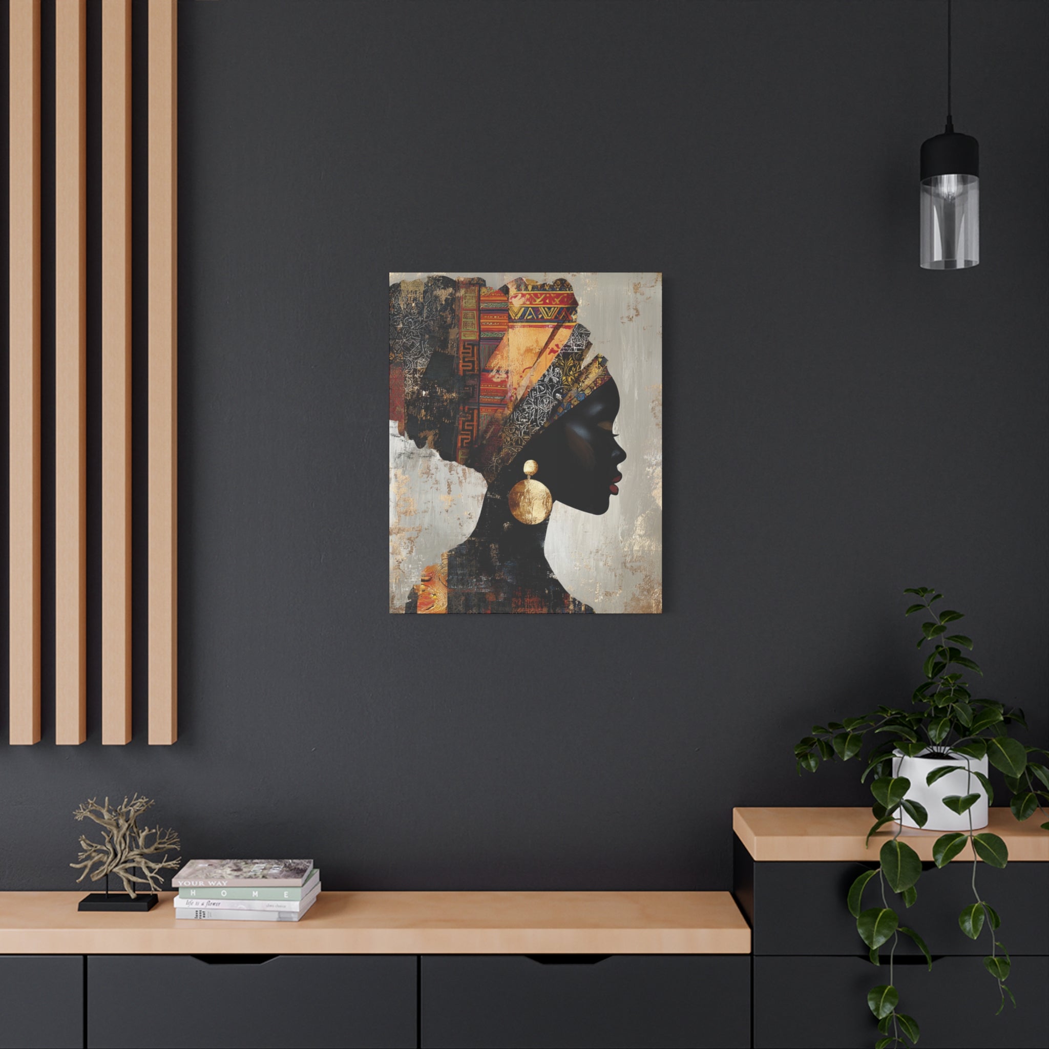 African Queen, is a portrait, a woman in profile, and silhouette