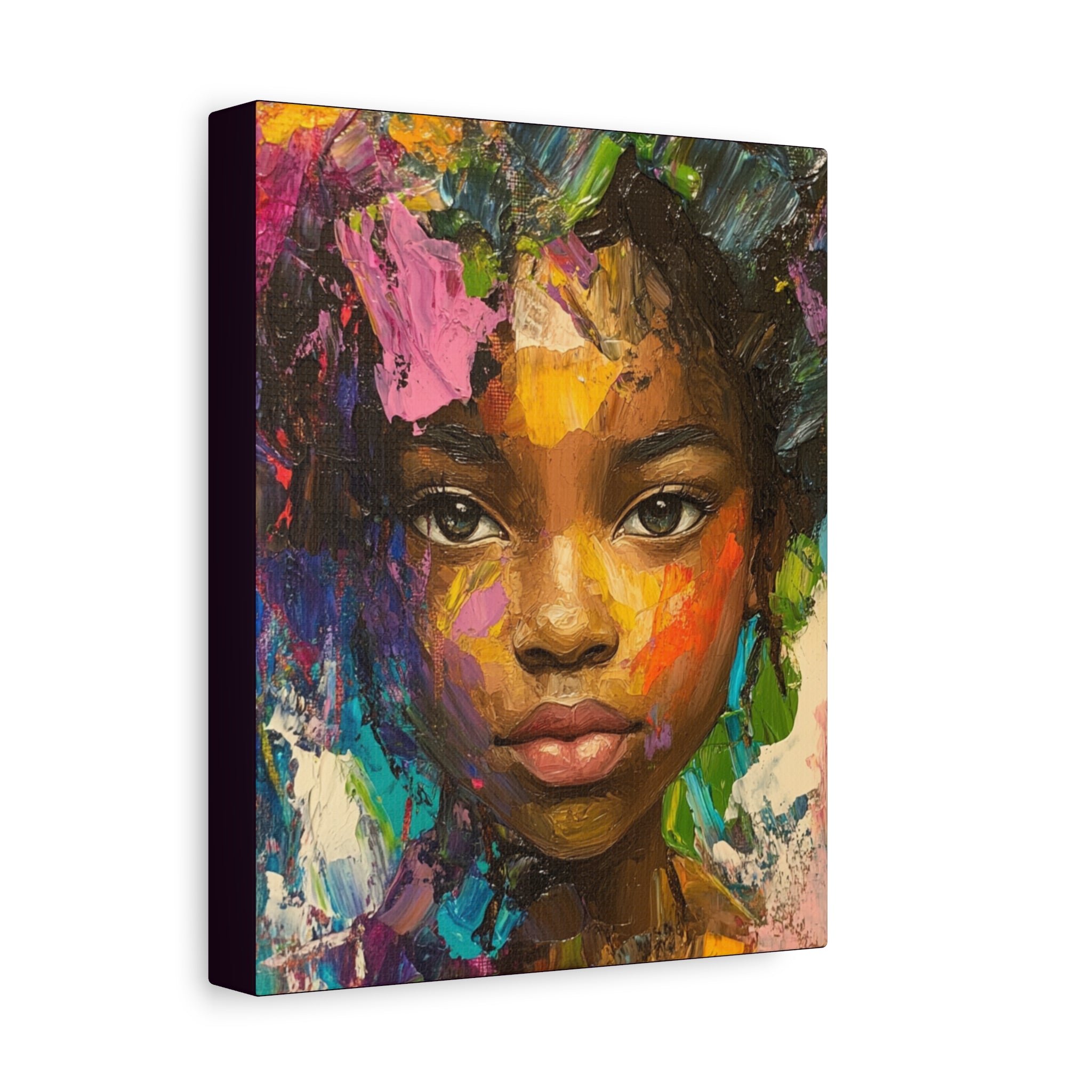 My Little Girl, is Beautiful Portrait Painting on Canvas Print — Vibrant Colors, Abstract Face Wall Art