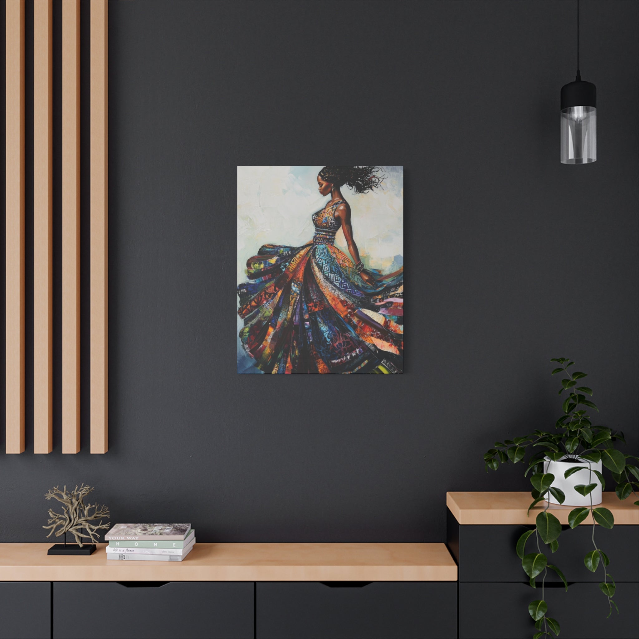 Colorful African Woman Dance Canvas Print — Stretched Matte Wall Art