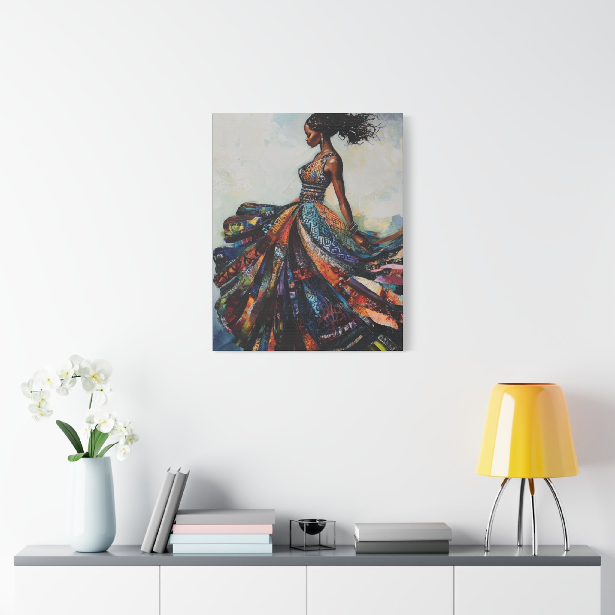 Colorful African Woman Dance Canvas Print — Stretched Matte Wall Art