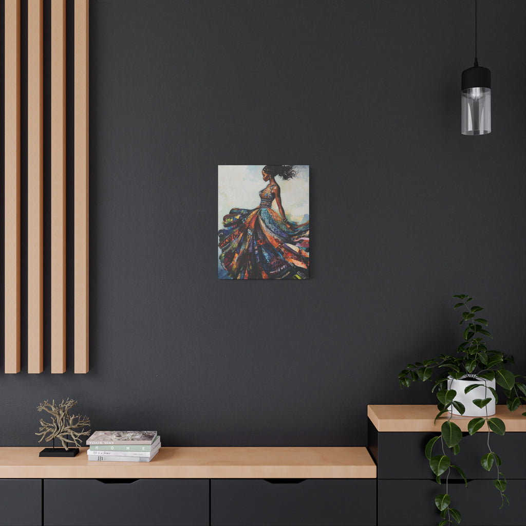 Colorful African Woman Dance Canvas Print — Stretched Matte Wall Art