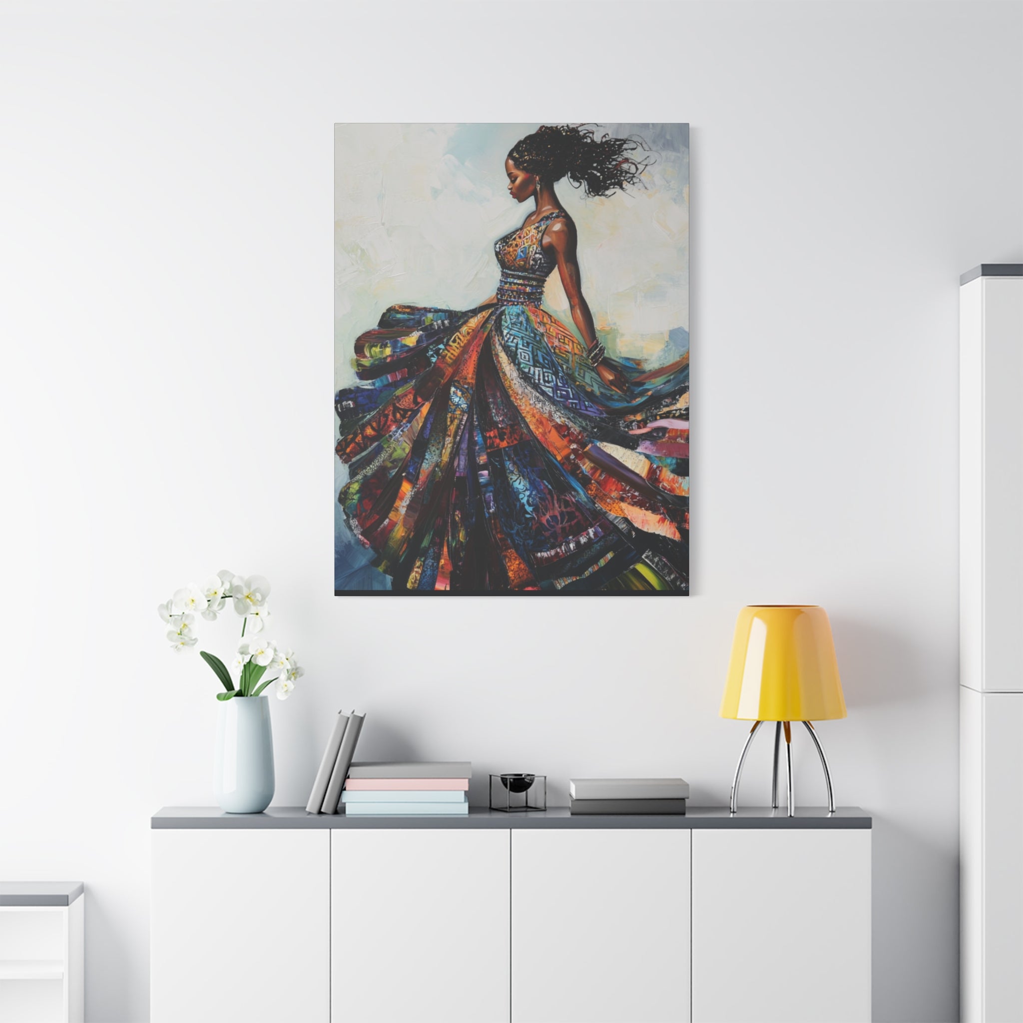 Colorful African Woman Dance Canvas Print — Stretched Matte Wall Art
