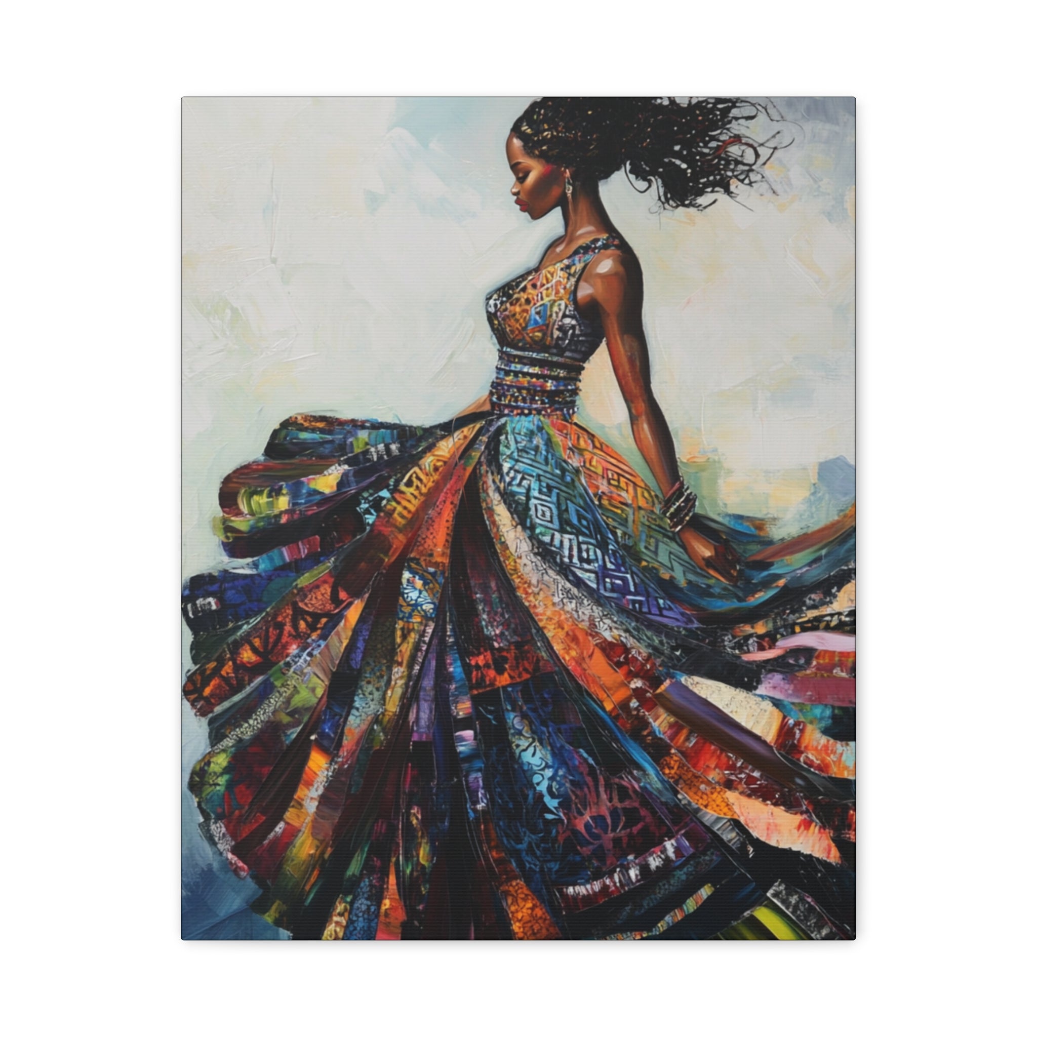 Colorful African Woman Dance Canvas Print — Stretched Matte Wall Art