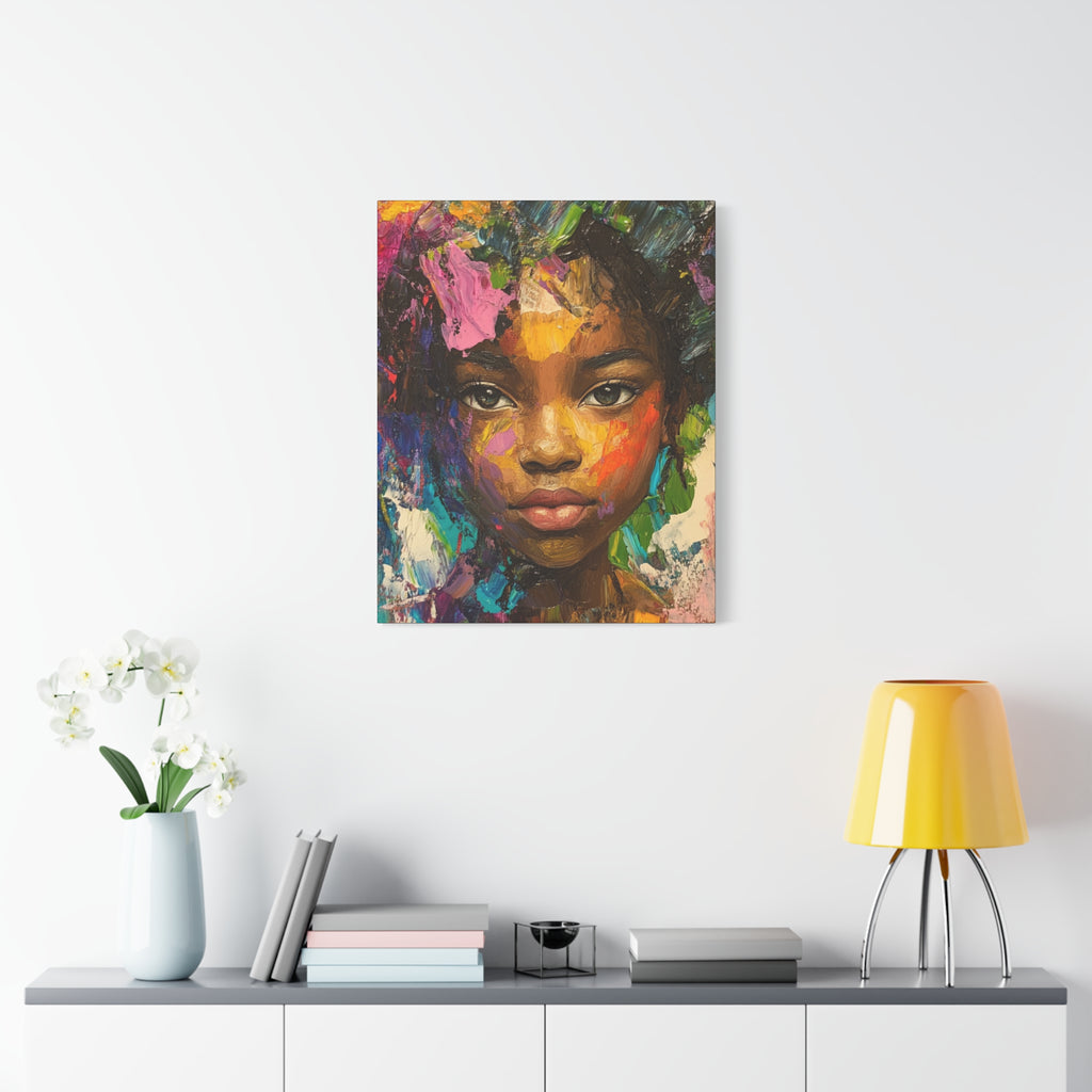 My Little Girl, is Beautiful Portrait Painting on Canvas Print — Vibrant Colors, Abstract Face Wall Art
