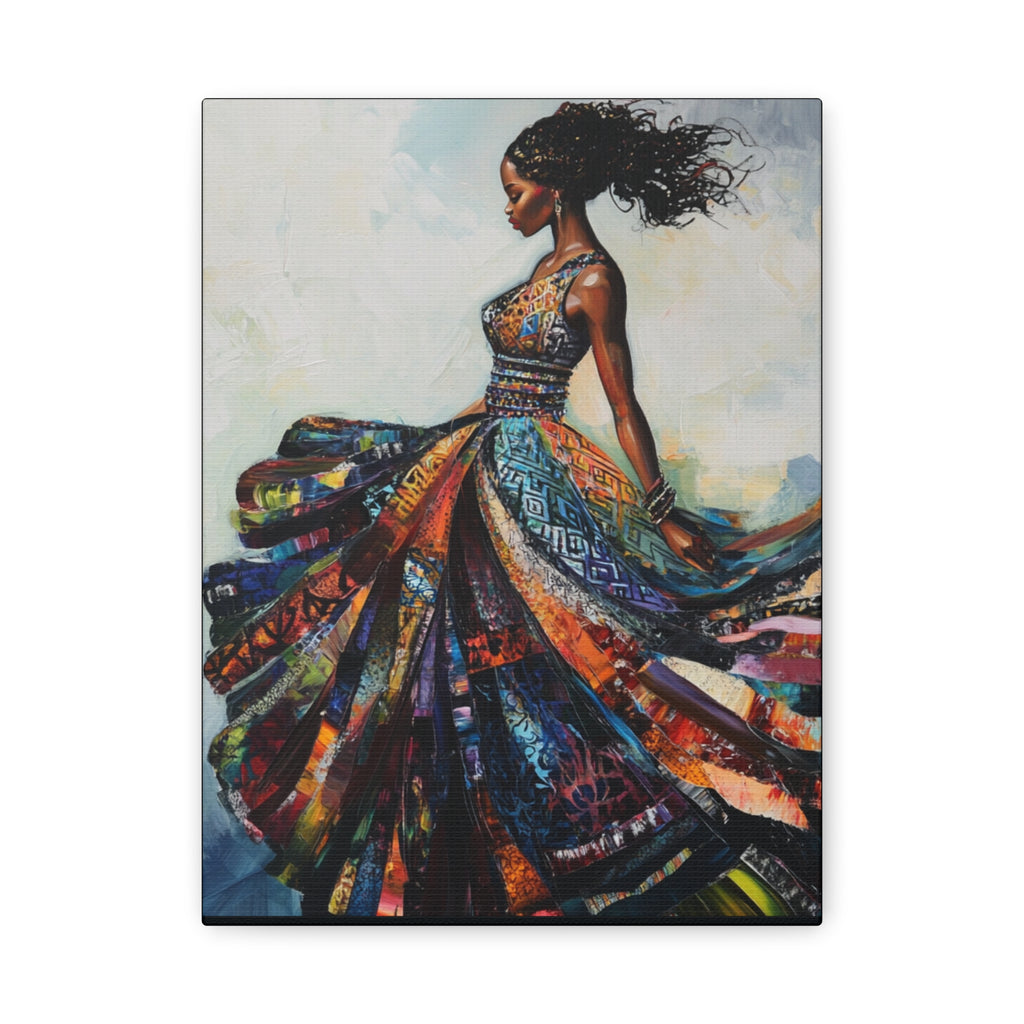 Colorful African Woman Dance Canvas Print — Stretched Matte Wall Art