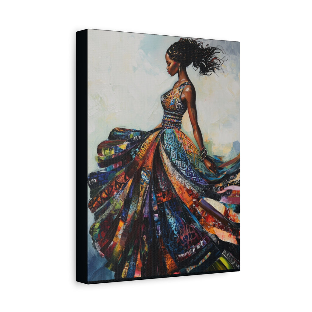 Colorful African Woman Dance Canvas Print — Stretched Matte Wall Art