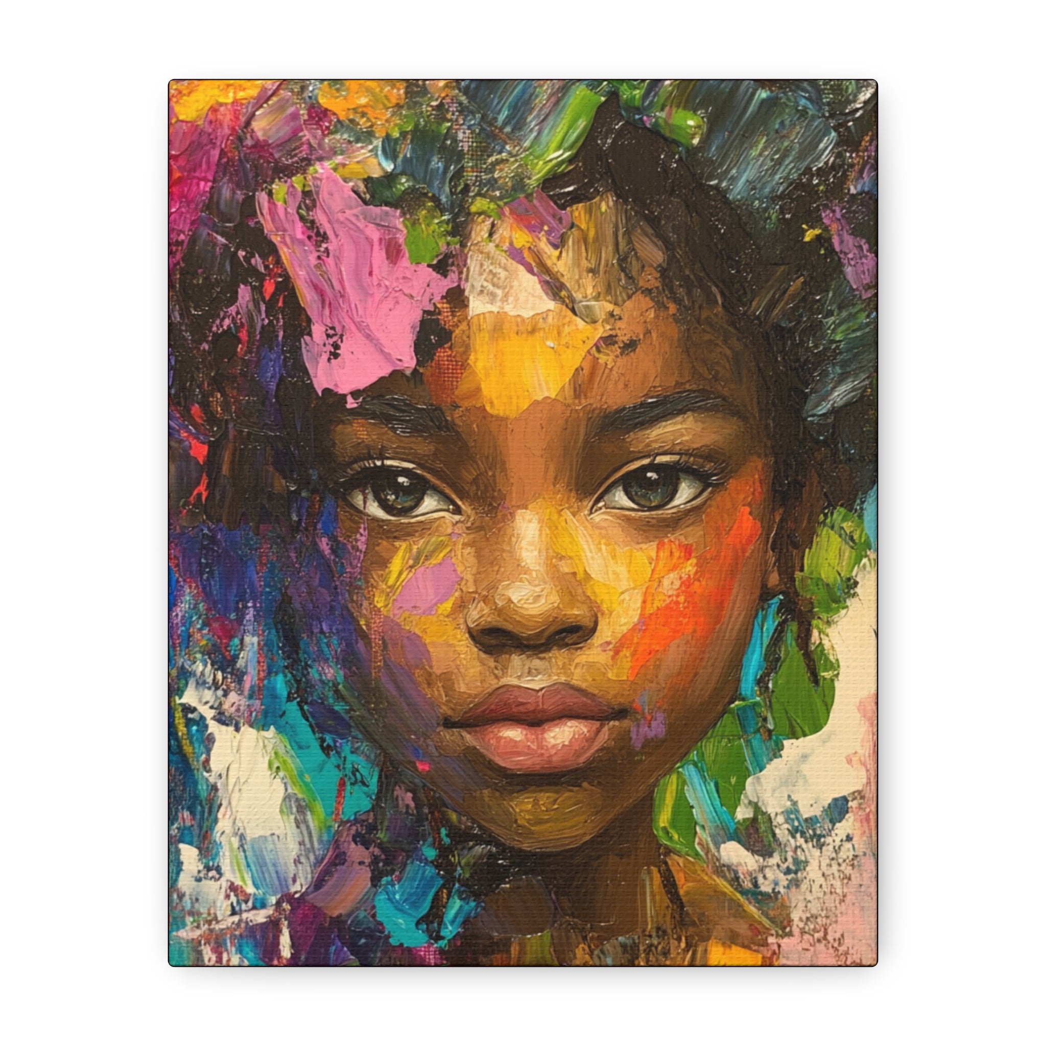 My Little Girl, is Beautiful Portrait Painting on Canvas Print — Vibrant Colors, Abstract Face Wall Art