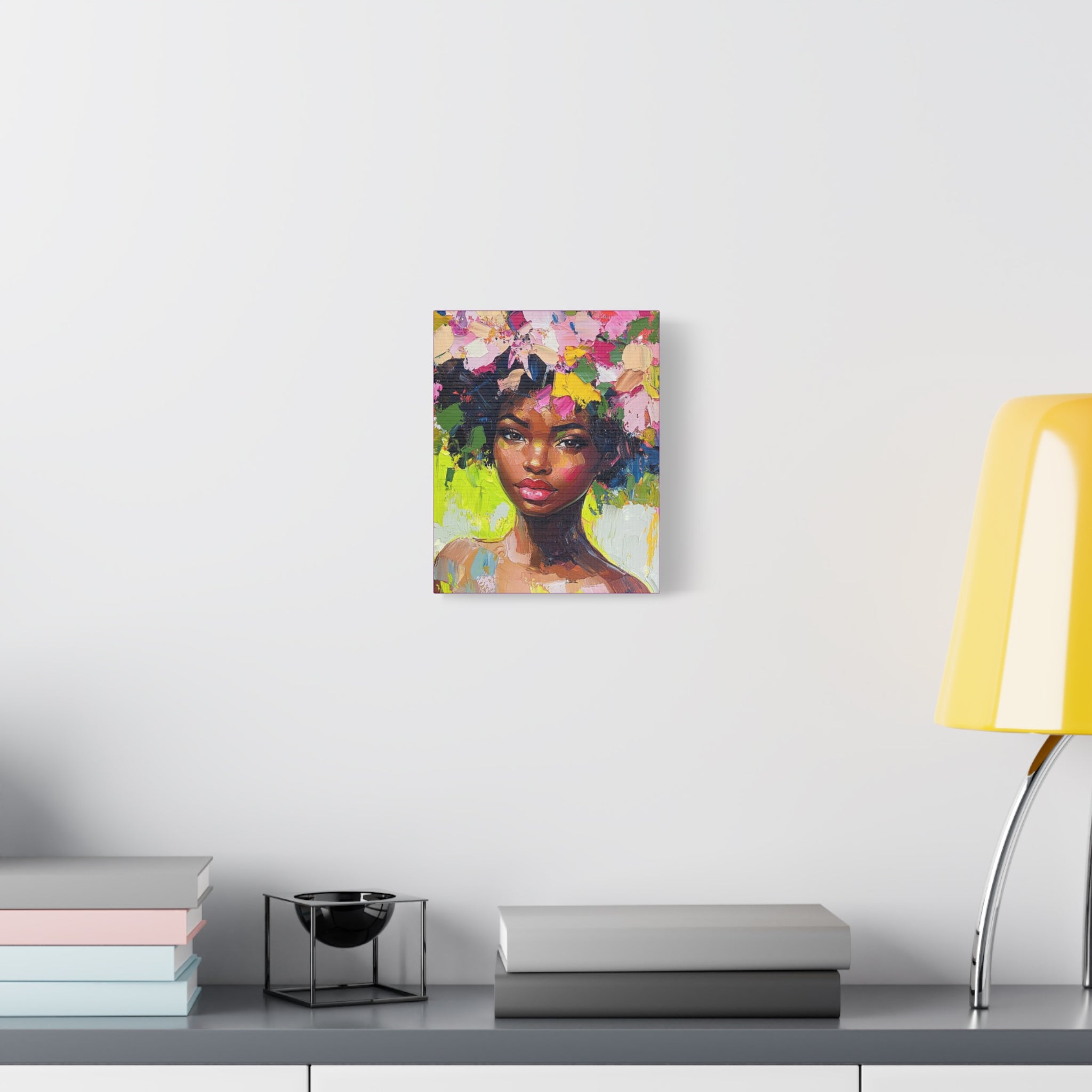 Black Girl Hair Garden, Portrait Painting on Matte Canvas, Wall Art