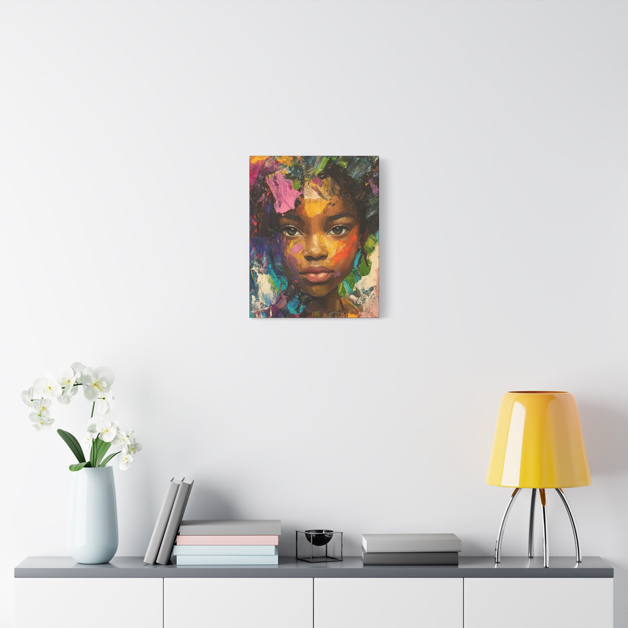 My Little Girl, is Beautiful Portrait Painting on Canvas Print — Vibrant Colors, Abstract Face Wall Art