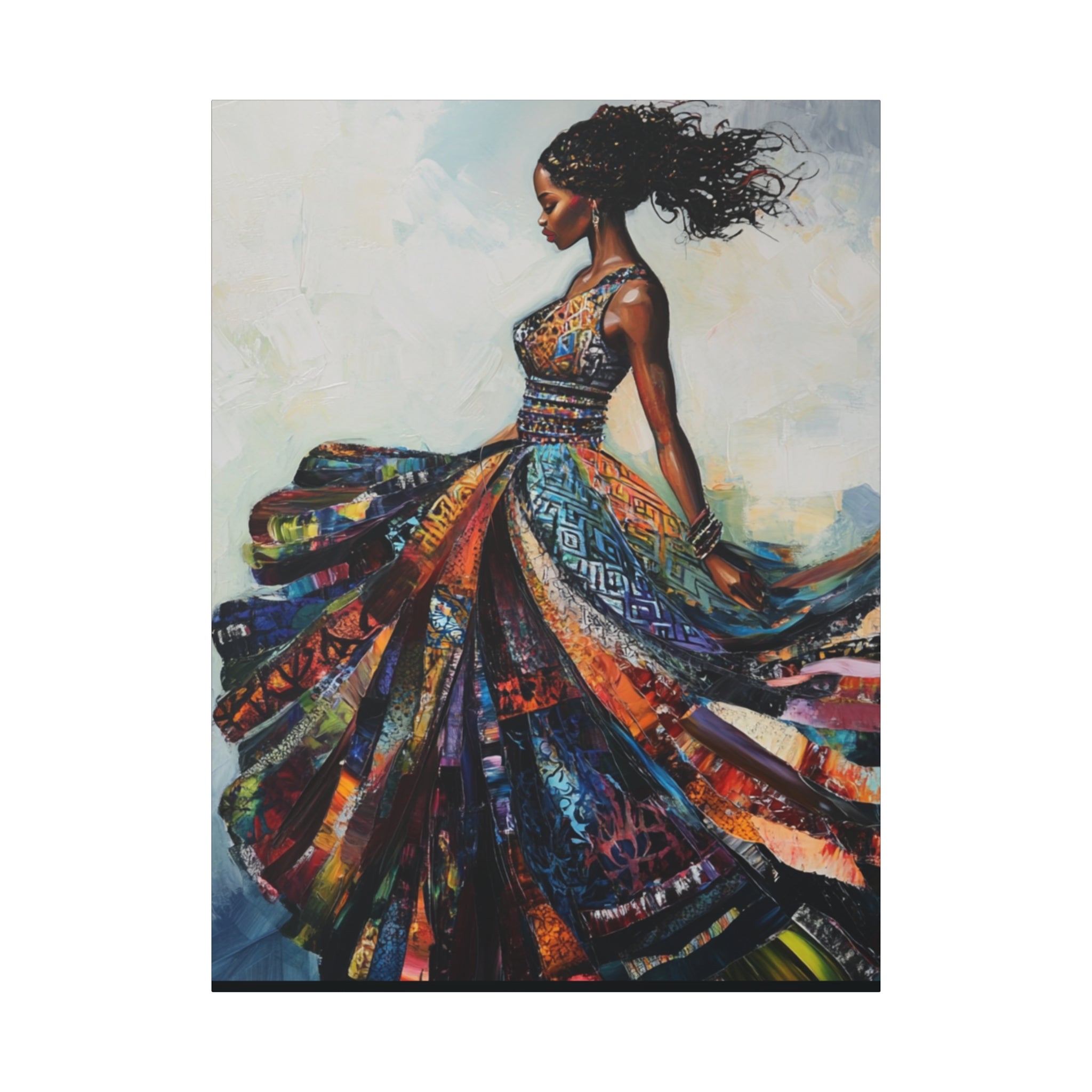 Colorful African Woman Dance Canvas Print — Stretched Matte Wall Art