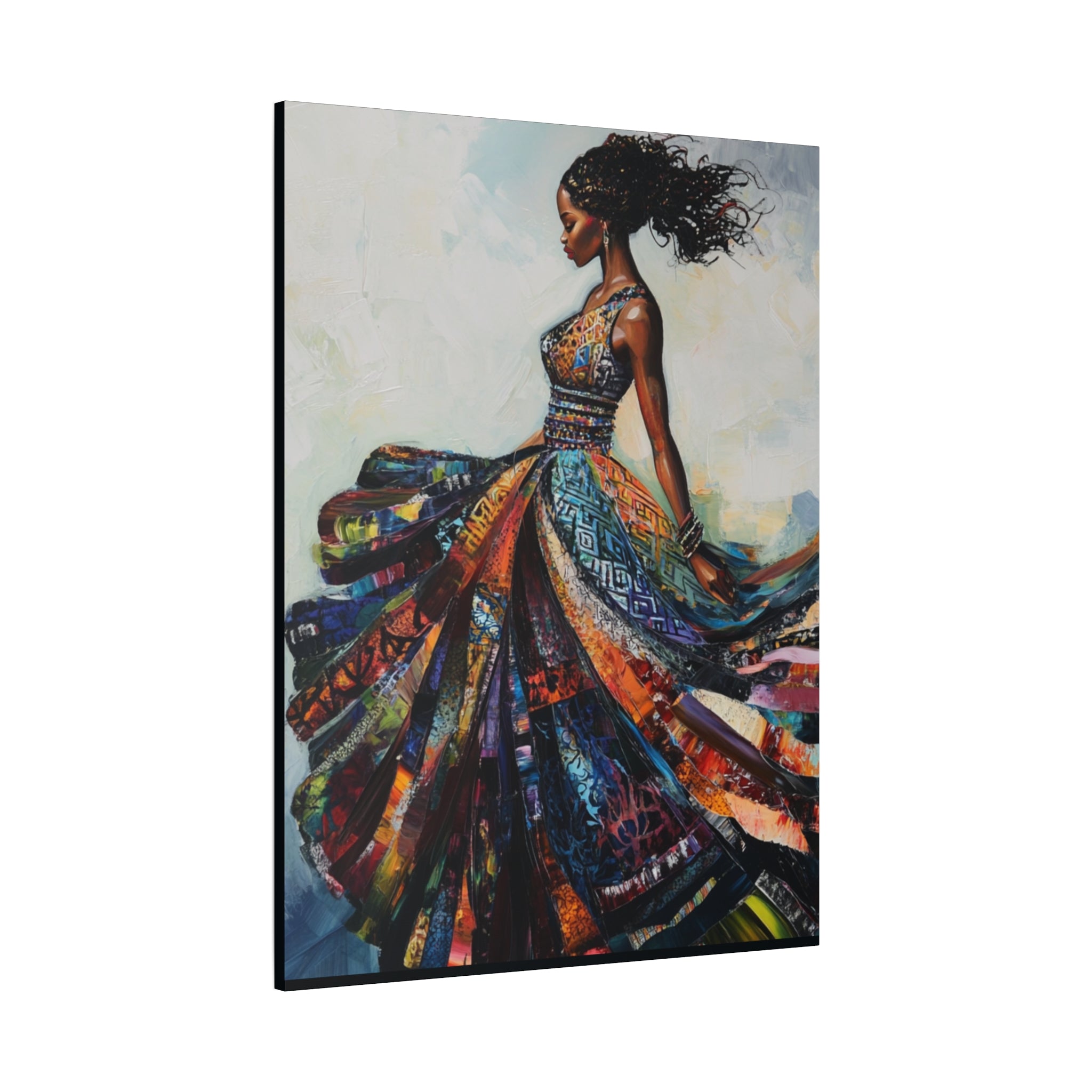 Colorful African Woman Dance Canvas Print — Stretched Matte Wall Art