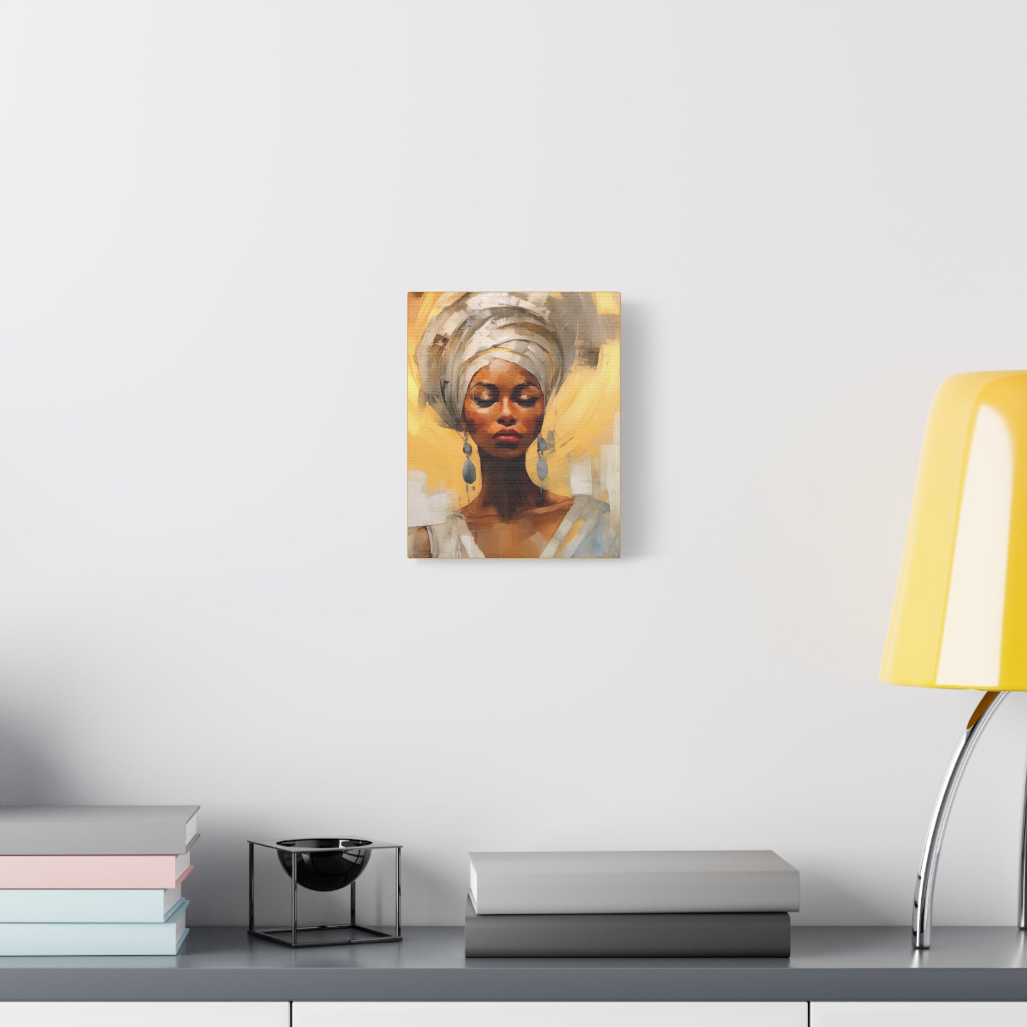African Queen, A Woman Portrait Canvas Wall Art - Golden Warm Colors