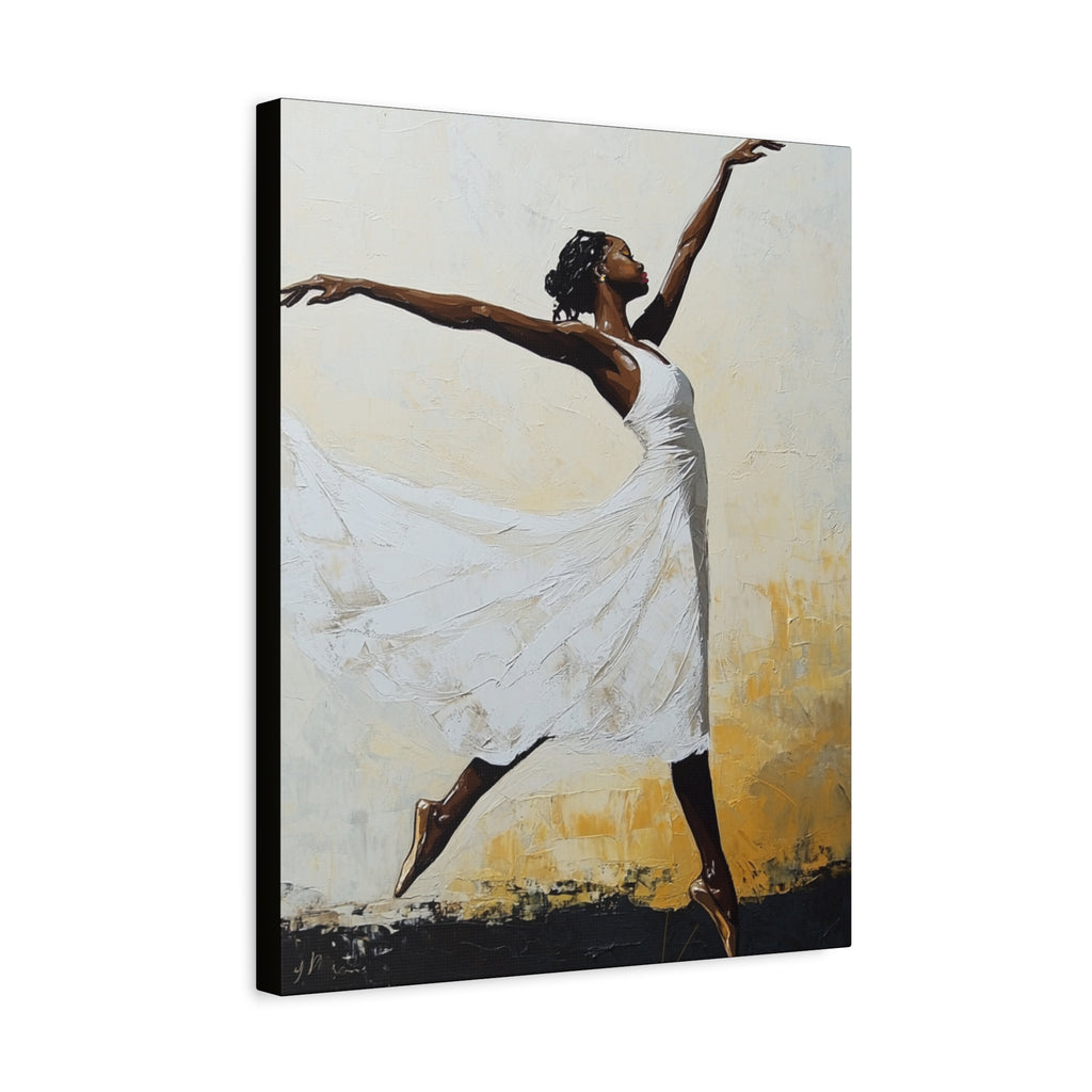 Leap of Faith, A Graceful Ballerina Dance Matte Canvas Print — Stretched 1.25"