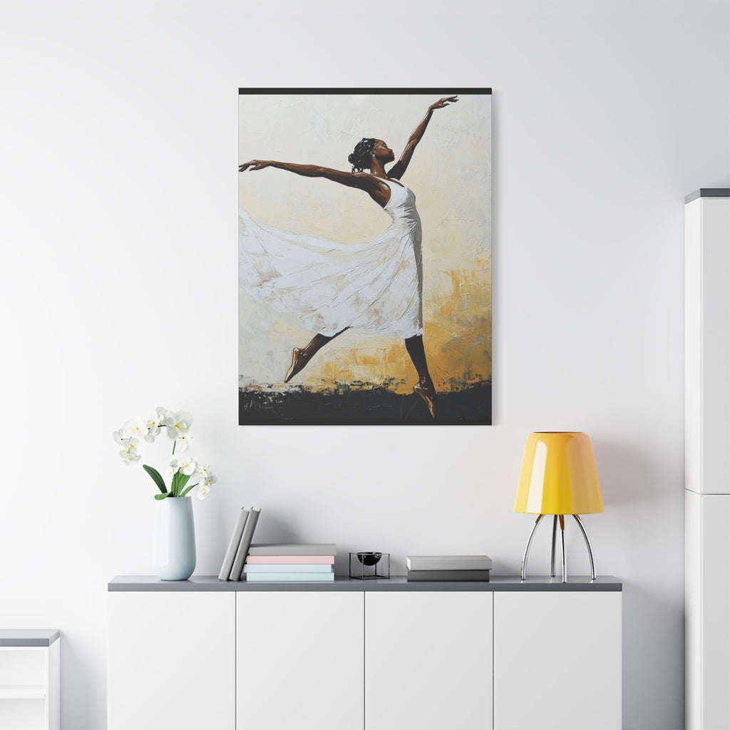 Leap of Faith, A Graceful Ballerina Dance Matte Canvas Print — Stretched 1.25"