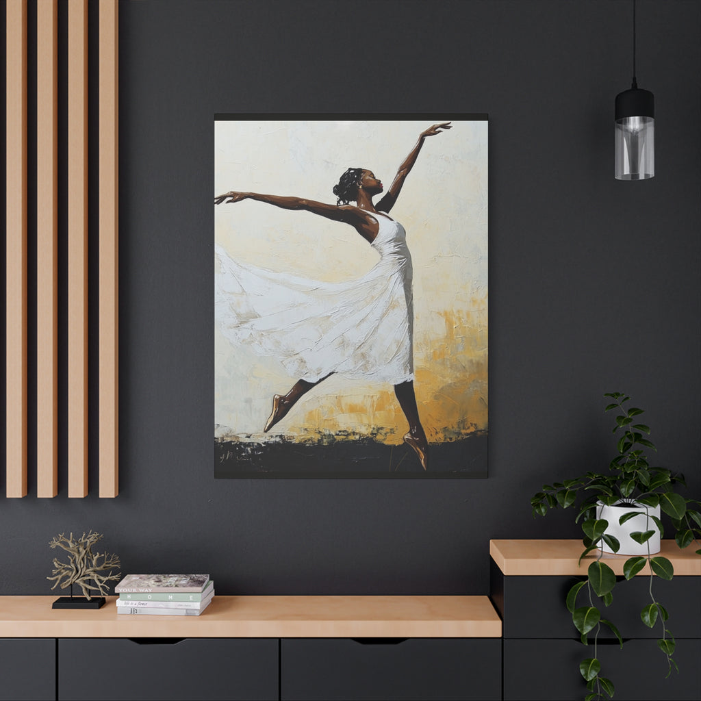 Leap of Faith, A Graceful Ballerina Dance Matte Canvas Print — Stretched 1.25"