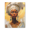 African Queen, A Woman Portrait Canvas Wall Art - Golden Warm Colors