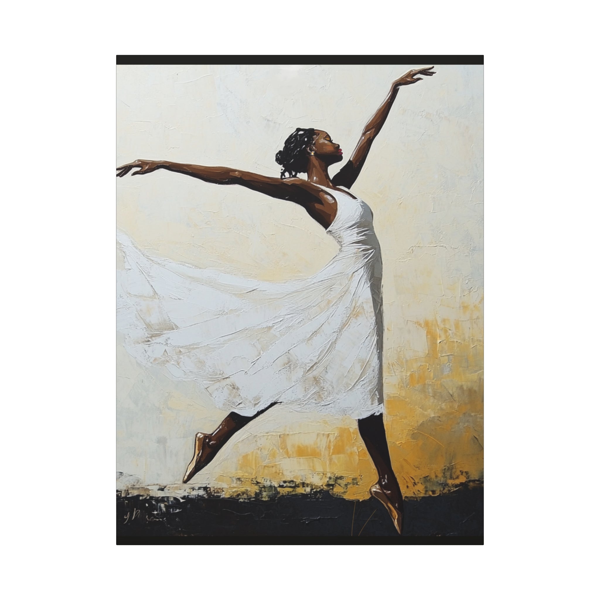 Leap of Faith, A Graceful Ballerina Dance Matte Canvas Print — Stretched 1.25"