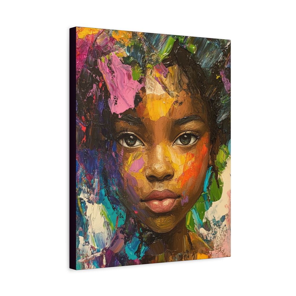 My Little Girl, is Beautiful Portrait Painting on Canvas Print — Vibrant Colors, Abstract Face Wall Art