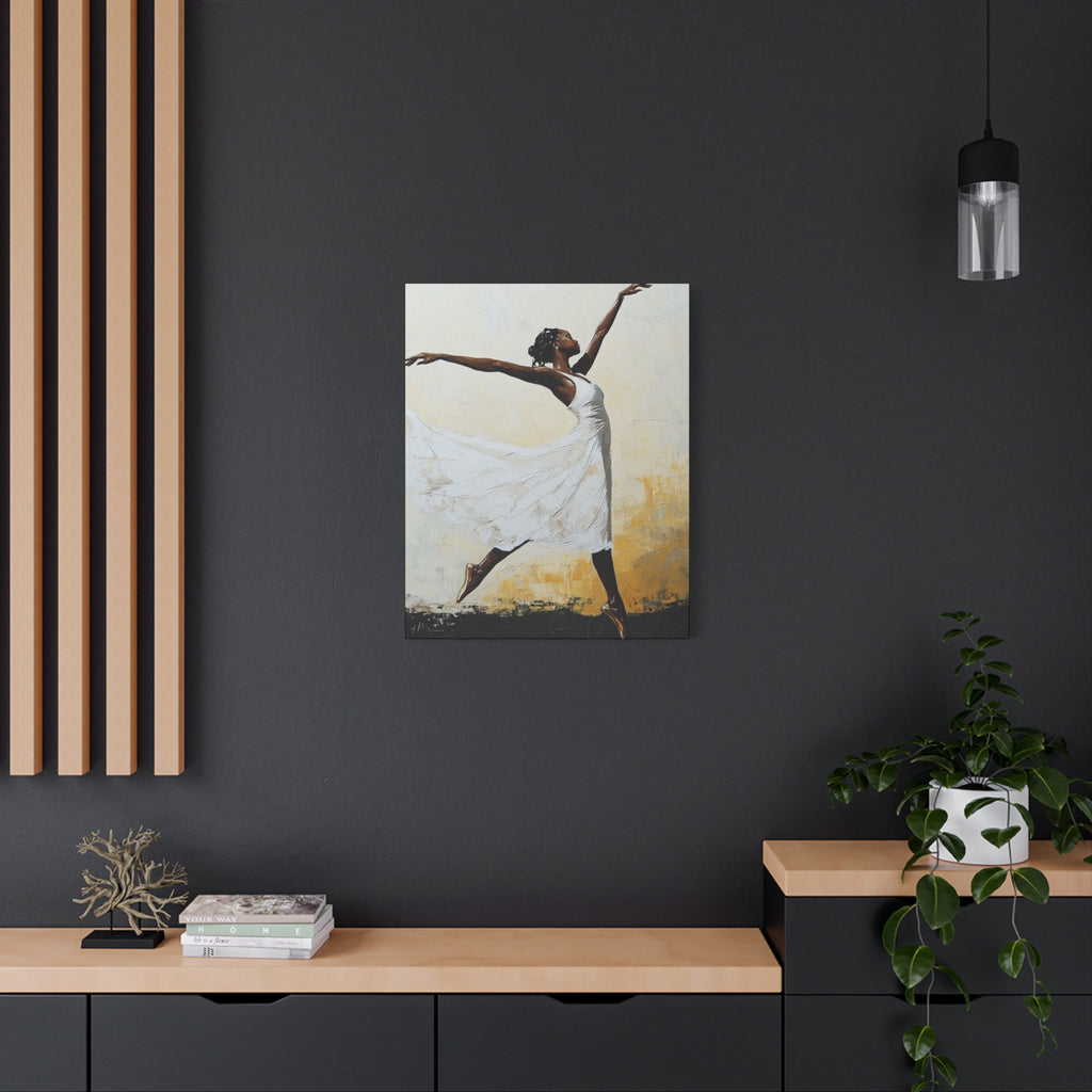 Leap of Faith, A Graceful Ballerina Dance Matte Canvas Print — Stretched 1.25"