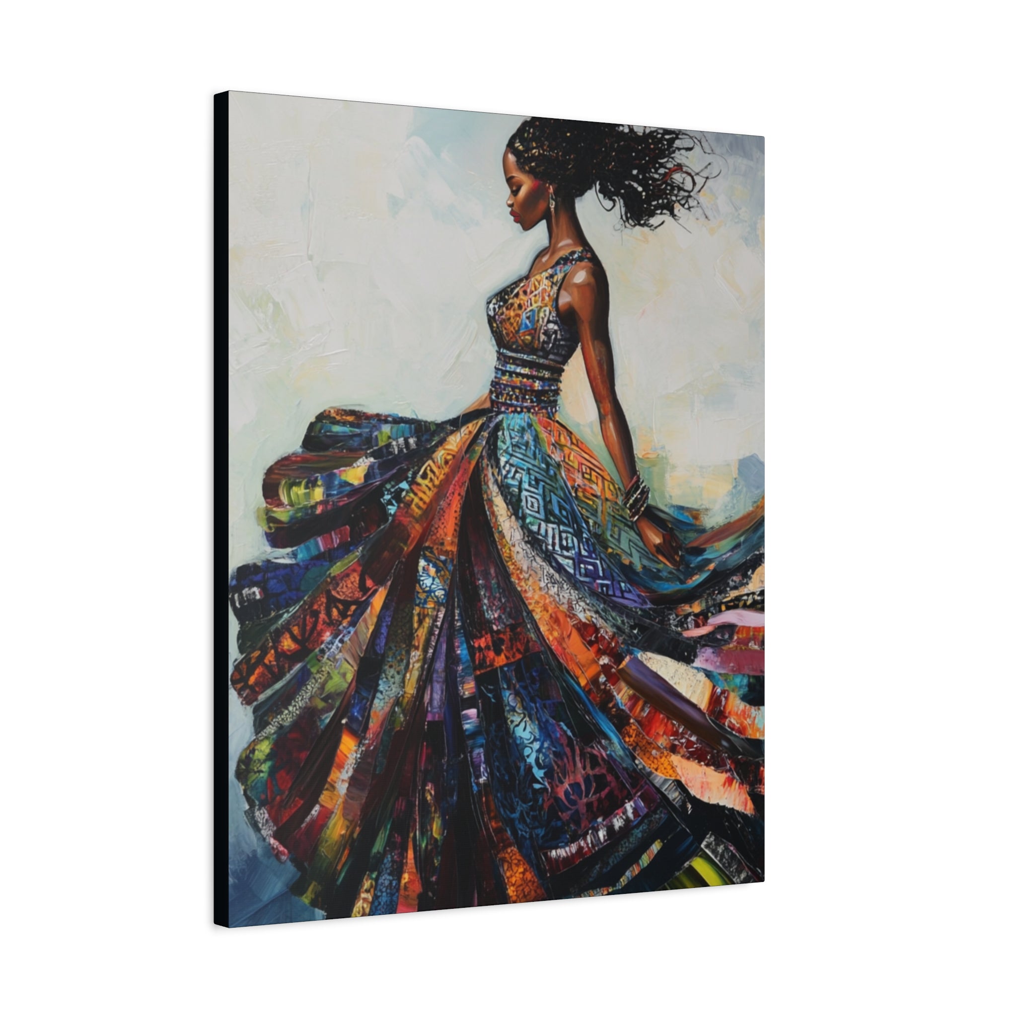 Colorful African Woman Dance Canvas Print — Stretched Matte Wall Art
